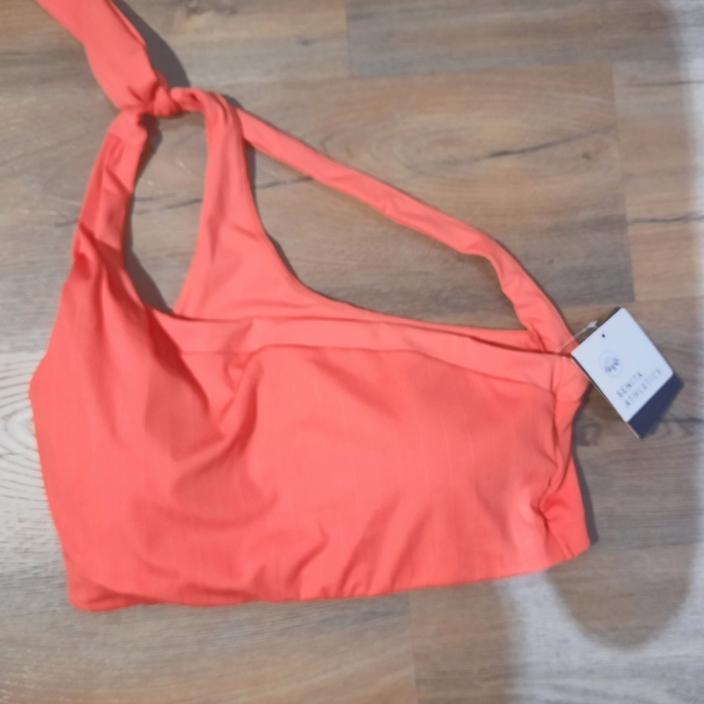 NWT one shoulder swim top coral pink Senita
